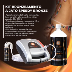 Kit Bronzeamento a Jato Speedy Bronze + 01 Litro + Pistola Exclusiva Com Mangueira de 2,5 mts +1 Kit com 09 Biquínis Adesivos