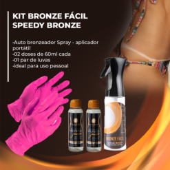 Kit Bronze Fácil Speedy Bronze - Autobronzeador Spray: Aplicador Portátil + 02 Doses De 60 ml Cada + 01 Par De Luvas - Ideal Para Uso Pessoal