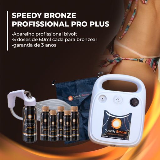 Kit Bronzeamento a Jato Speedy Bronze PRO Plus - Aparelho Profissional Bivolt + 05 Doses De 60 ml Cada + Aplicador Exclusivo + Bolsa Para Transporte
