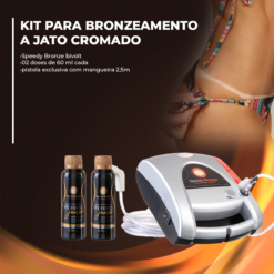 Kit p/ Bronzeamento a Jato Cromado - Speedy Bronze Bivolt + 02 Doses De 60 ml Cada + Pistola Exclusiva Com Mangueira de 2,5 metros